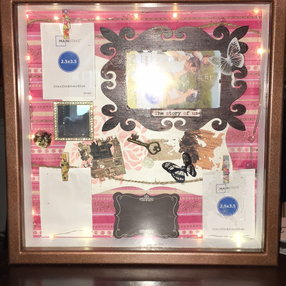Handmade “story of us” shadow box with LED
